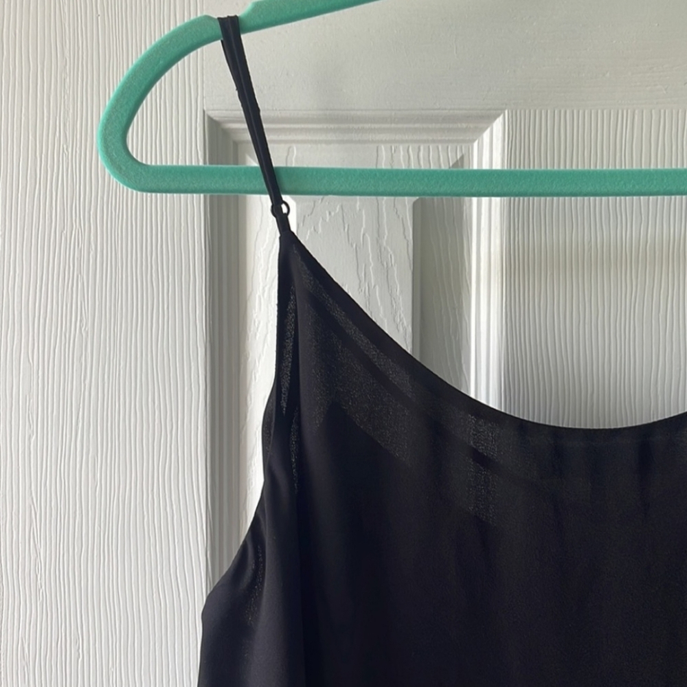 🕷️🖤🕷️ Fabulous Onyx Black Solid & Sexy Mesh Camisole Tank Top Blouse - XL - Picture 7 of 11